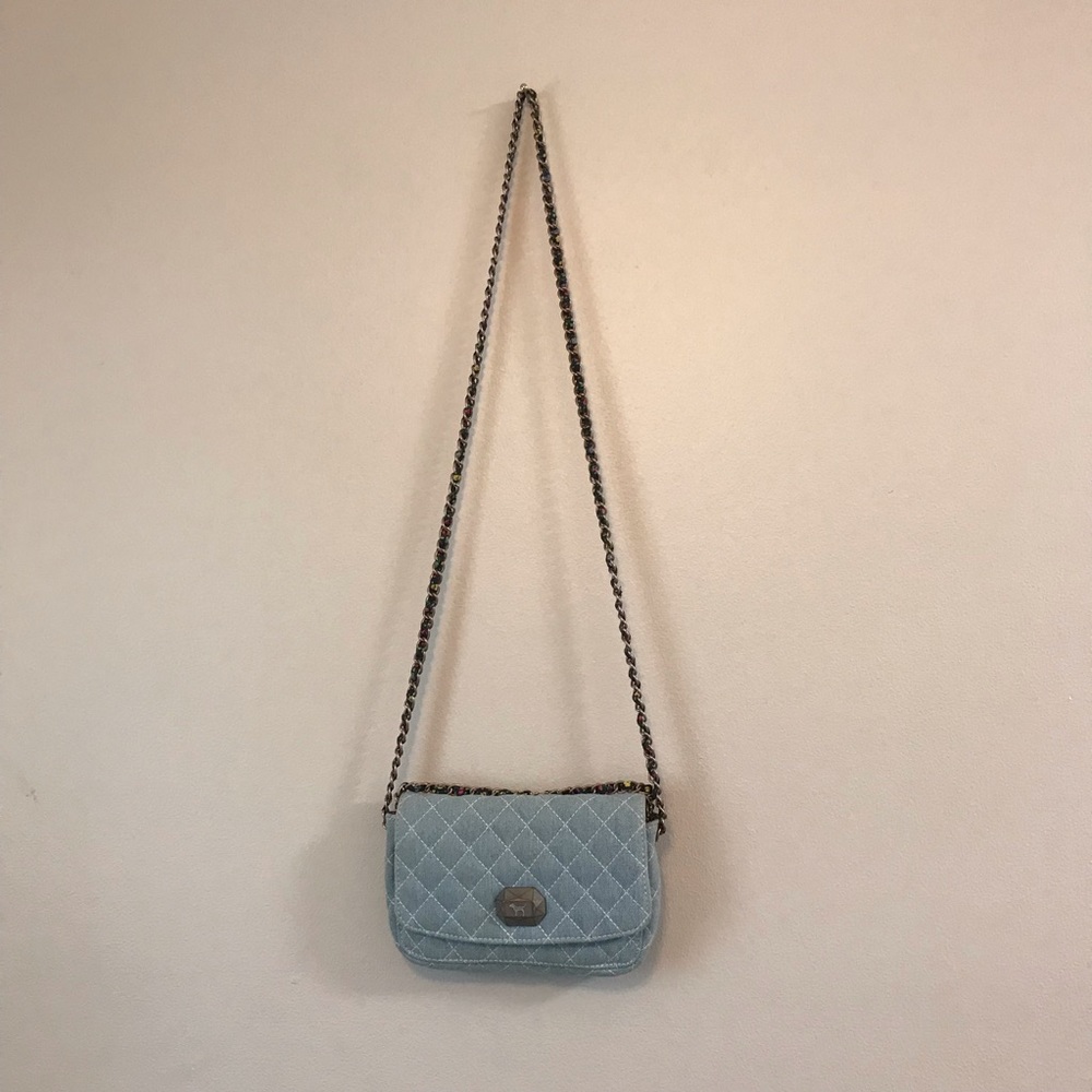Crossbody denim chain strap floral small bag